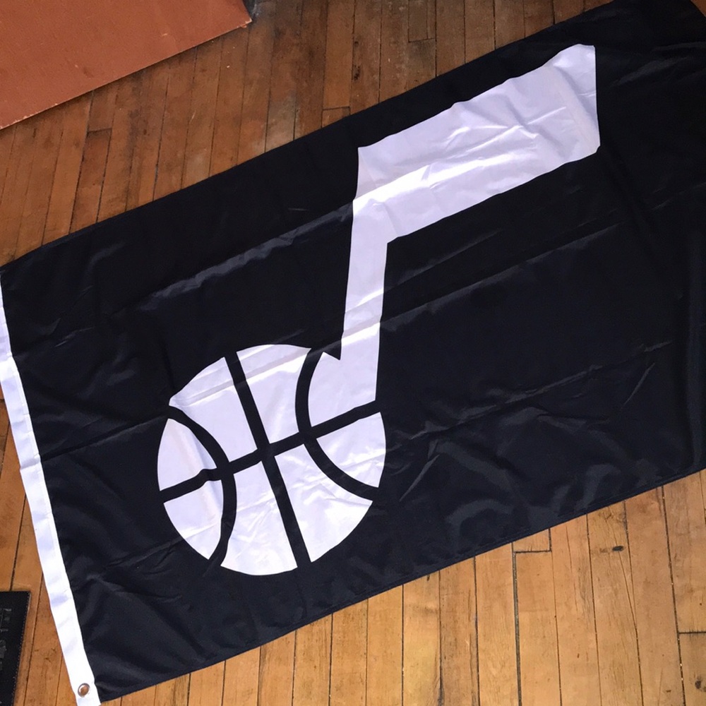 Utah Jazz Black and White‎ Basketball Logo Flag - Home Décor